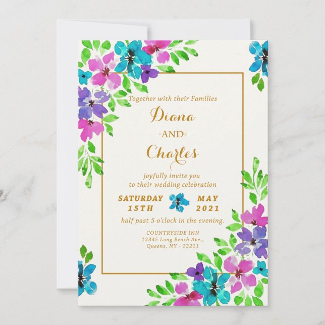 Bright Mixed Floral Invitation (Front)