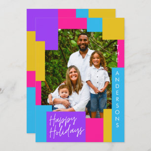 bright modern abstract colourful christmas photo holiday card