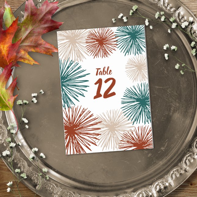 Bright Modern Abstract Dark Teal Copper Bisque  Table Number (Creator Uploaded)