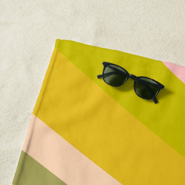 Bright Modern Citrus Stripes Pattern Beach Towel (In Situ)