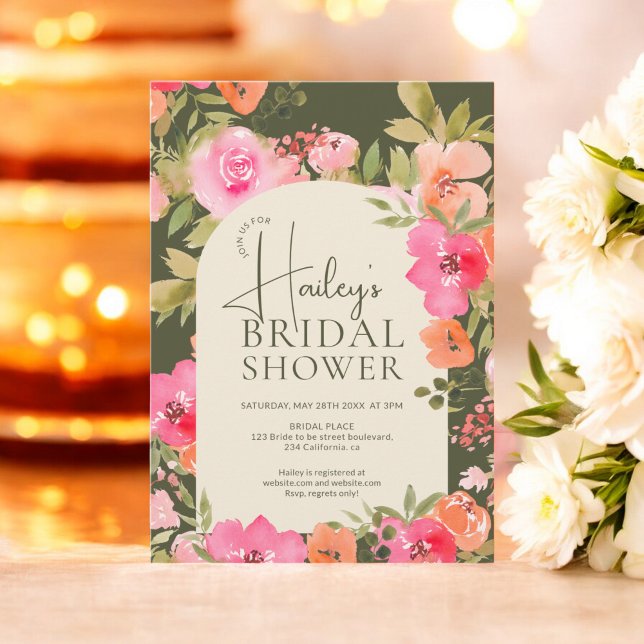 Bright Modern Floral Boho green Chic Bridal Shower Invitation (Bright Modern Floral Boho green Chic Bridal Shower Invitation)