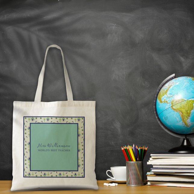 Bright Modern Floral Teacher's Tote Bag (Bright Modern Floral Teacher's Tote Bag. Say thank you with this personalised gift.)