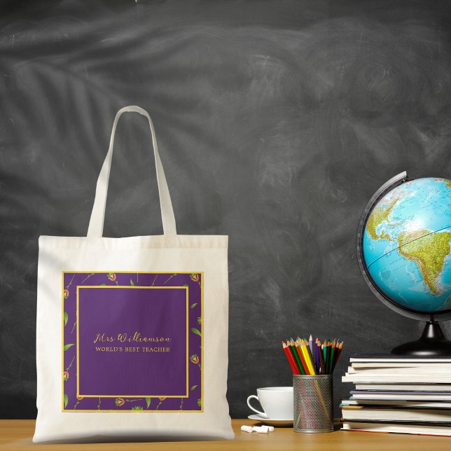 Bright Modern Floral Teacher's Tote Bag (Bright Modern Floral Teacher's Tote Bag. Say thank you with this personalised gift.)