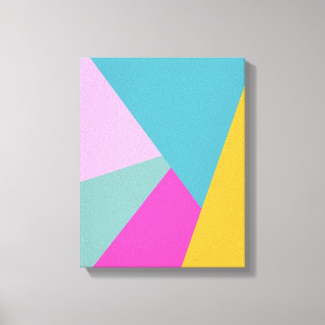 Bright Modern Geometric Shapes Art | Teal and Pink Canvas Print (Front)