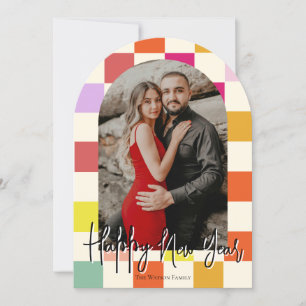 Bright Modern Groovy Multicolored New Year 2025 Invitation