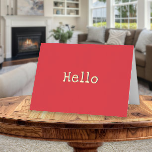 Bright Modern Hello Simple Minimal Watermelon Red Foil Greeting Card