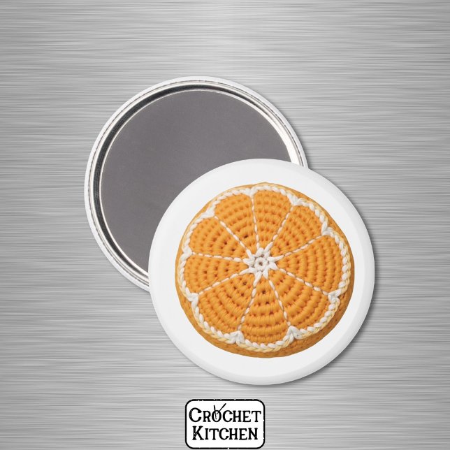 Bright Modern Minimal Fresh Crochet Orange Slice Magnet (Creator Uploaded)