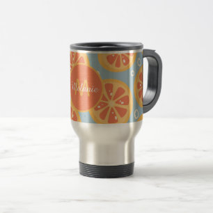 Bright Modern Orange Slices Pattern Personalised Travel Mug