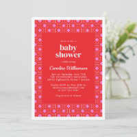 Bright Modern Red Pink Geometric Baby Shower