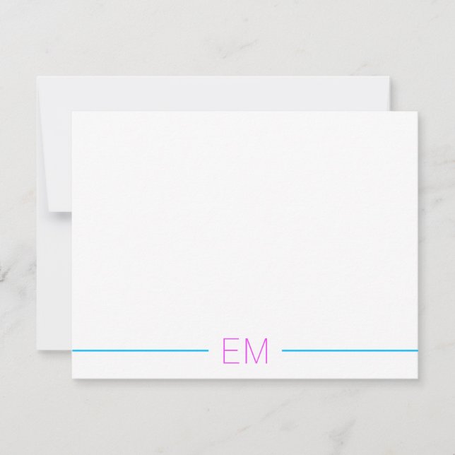 Bright Modern Simple Monogrammed Card (Front)
