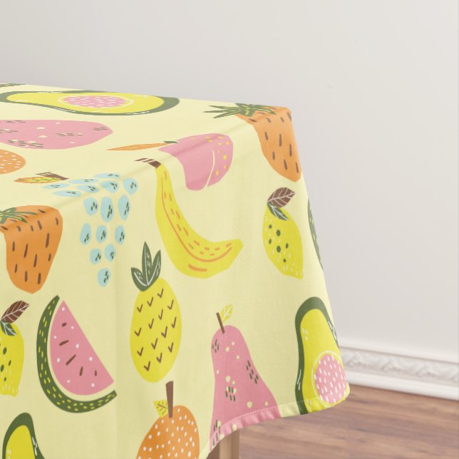 Bright Modern Tropical Fruit Pattern Tablecloth (In Situ)