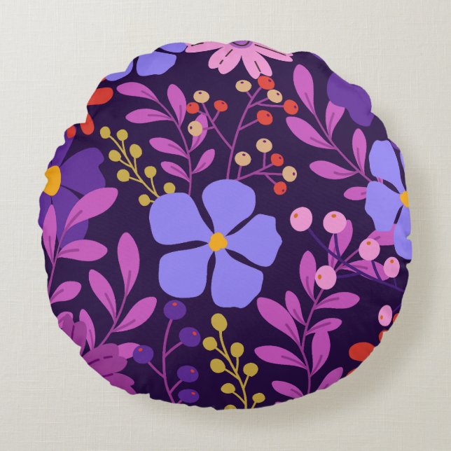 Bright Modern Tropical Round Pillow (Front)