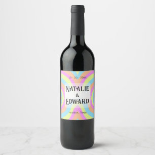 Bright Modern Wedding Wine Label