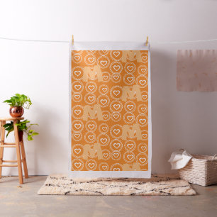 Bright Monogram & Hearts Pattern Fabric