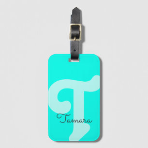 Bright Monogrammed Monogram Initial Neon Blue Luggage Tag