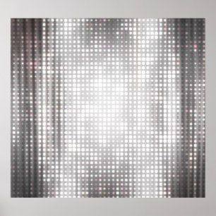 Bright Mosaic: Glossy Grey Abstract. Poster