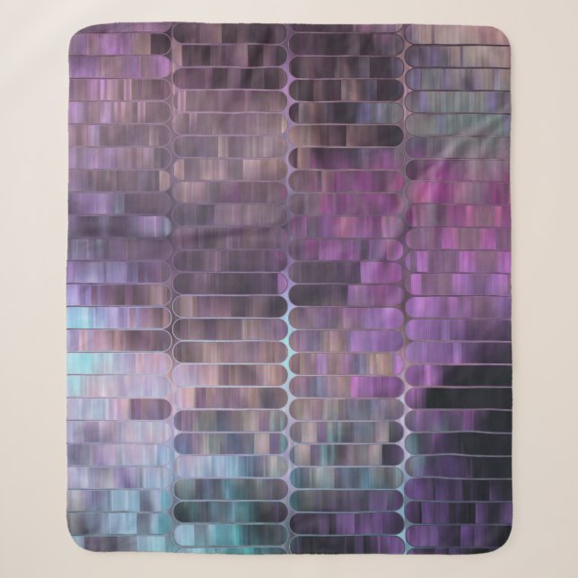 Bright Mosaic: Multicolored Glossy Abstract. Sherpa Blanket (Front)