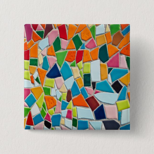 Bright Mosaic Tiles 15 Cm Square Badge (Front)