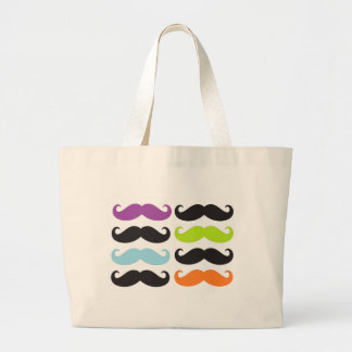 Bright Moustaches Large Tote Bag