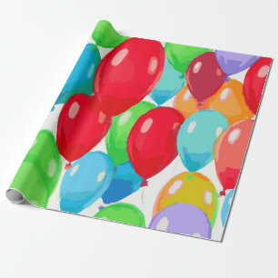 Bright Multi-Color Balloon Party Pattern – Fun Wrapping Paper