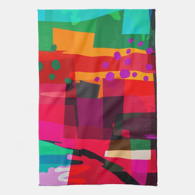 Bright Multi-Colour Abstract Design Kitchen Towel (Vertical)