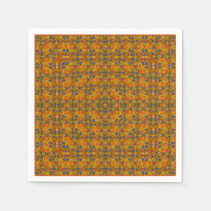 Bright multi-coloured pattern handkerchief orange napkin
