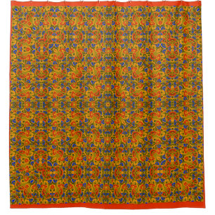 Bright multi-coloured pattern handkerchief orange shower curtain