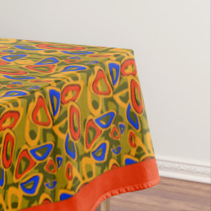 Bright multi-coloured pattern handkerchief orange tablecloth