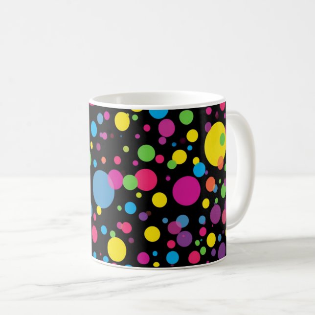 Bright Multicolor Polka Dots  Coffee Mug (Front Right)