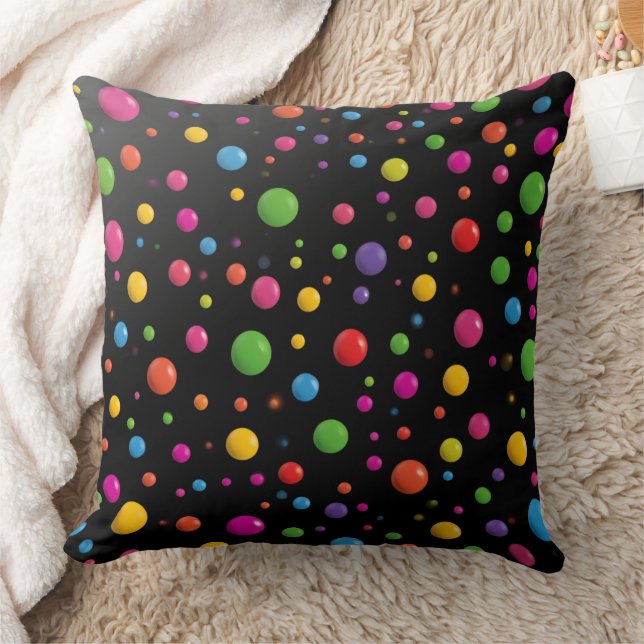 Bright Multicolor Polka Dots Cushion (Blanket)