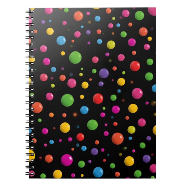 Bright Multicolor Polka Dots Notebook (Front)