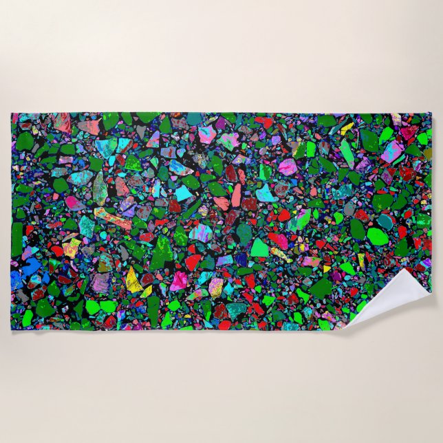 Bright Multicolor Rocks Stones Beach Towel (Front)