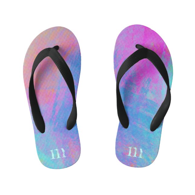 Bright Multicolor Splashes Kid's Jandals (Footbed)