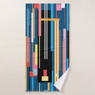 bright multicolored abstract pattern of stripes bath towel