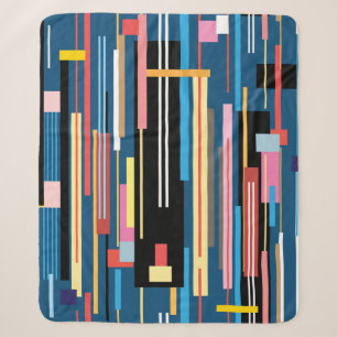 bright multicolored abstract pattern of stripes sherpa blanket