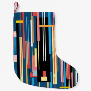 bright multicolored abstract pattern of stripes small christmas stocking