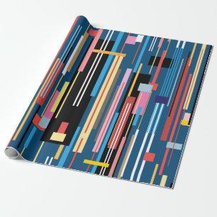 bright multicolored abstract pattern of stripes wrapping paper