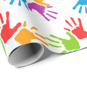 Bright Multicolored Diversity Hand-prints Wrapping Paper