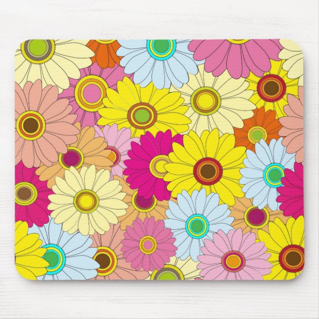 Bright Multicolored Floral Background Mouse Pad (Front)