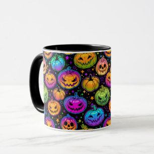 Bright, Multicolored Halloween Pumpkin Pattern Mug
