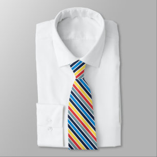 Bright multicolored horizontal stripes.  neck tie