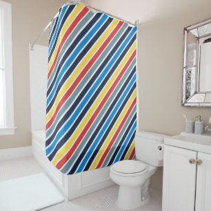 Bright multicolored horizontal stripes. shower cur curtain