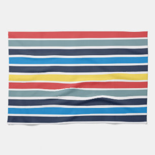 Bright multicolored horizontal stripes. tea towel