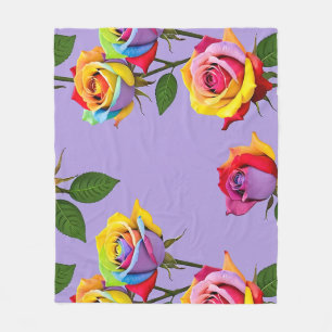 Bright Multicolored Roses In Rainbow Shades Fleece Blanket