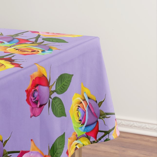 Bright Multicolored Roses In Rainbow Shades  Tablecloth (In Situ)