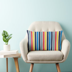 Bright multicolored vertical stripes. lumbar cushion