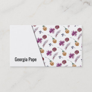 Bright Multicolored Watercolor Botanical Pattern 2 Business Card