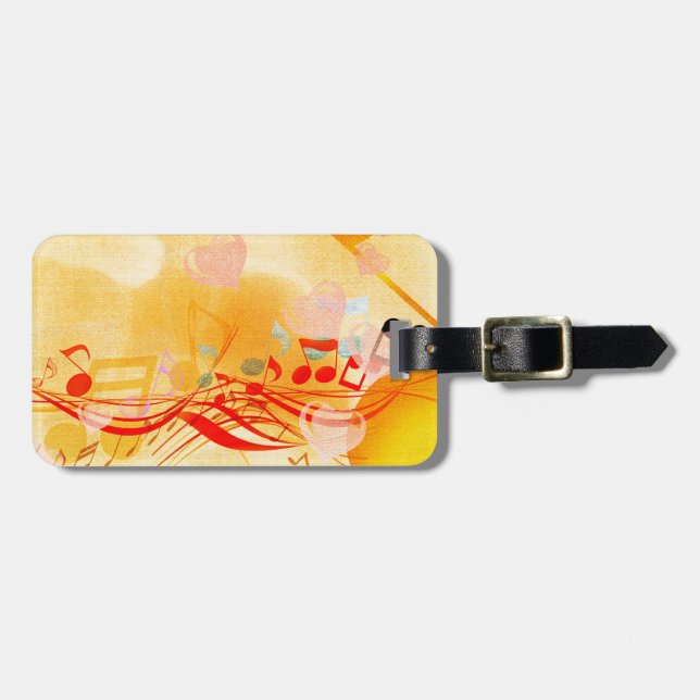Bright Music Notes Luggage Tag (Front Horizontal)