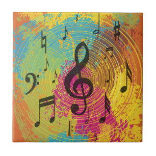 Bright Music Notes on Explosion of Colour Tile