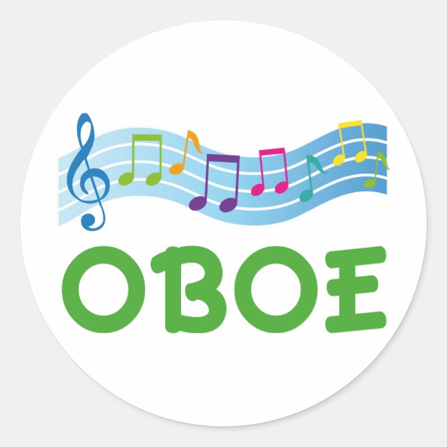 Bright Music Staff Oboe Gift Classic Round Sticker (Front)